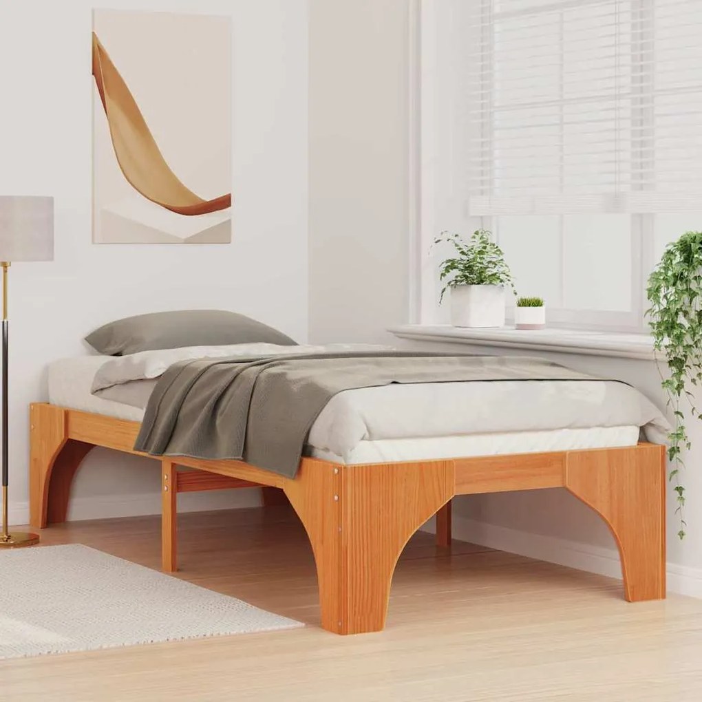vidaXL Κρεβάτι δαπέδου Καφέ 80 x 200 cm Μασίφ ξύλο πεύκου