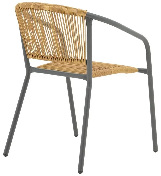 Καρέκλα - Καρέκλα Lindaria στοιβαζόμενη μέταλλο σε ανθρακί και pe rattan Φυσικό 54x63x74 εκ. 54x63x74 εκ.