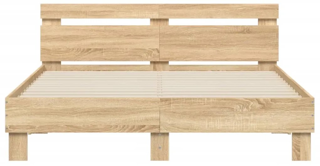 vidaXL Πλαίσιο Κρεβατιού με Κεφαλάρι Sonoma Δρυς 140x200εκ. Επεξ. Ξύλο