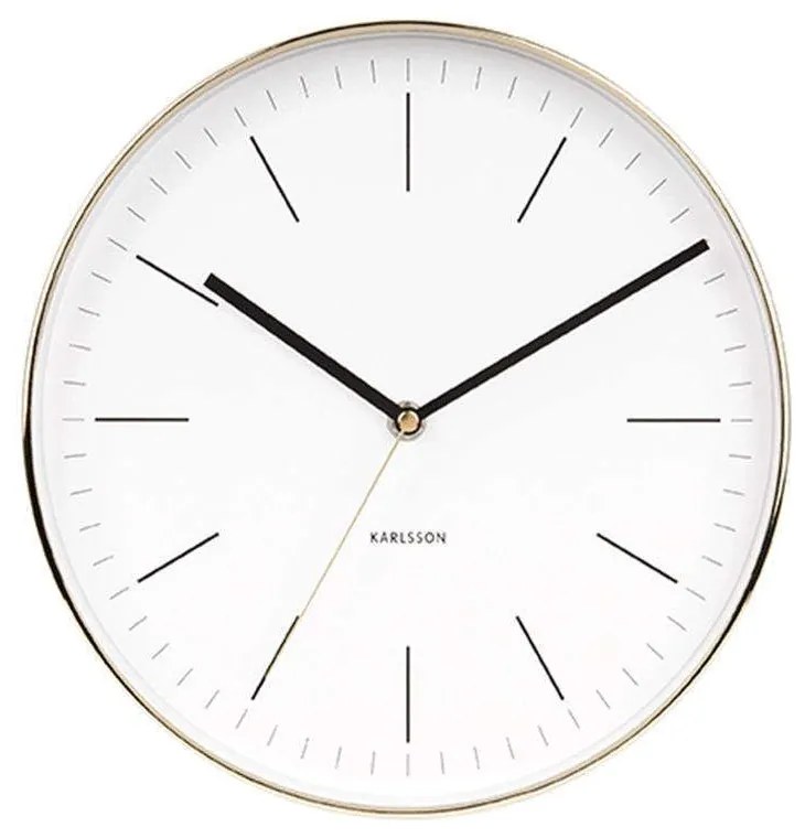 Ρολόι Τοιχού Minimal KA5695WH Φ27,5cm Μεταλλικό White-Gold Karlsson Metal