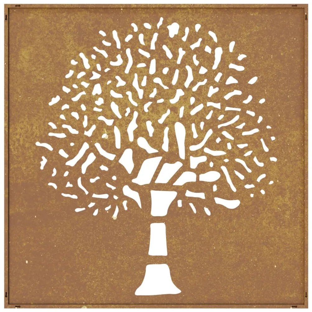 vidaXL Διακοσμητικό Κήπου Επιτοίχιο Σχ. Δέντρο 55x55 εκ. Ατσάλι Corten