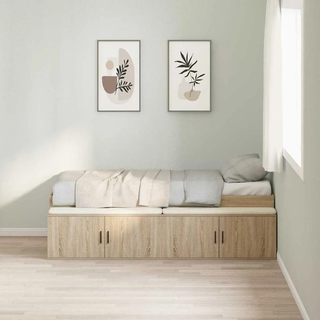 vidaXL Κρεβάτι με αποθηκευτικό χώρο Sonoma Δρυς 90 x 200 cm