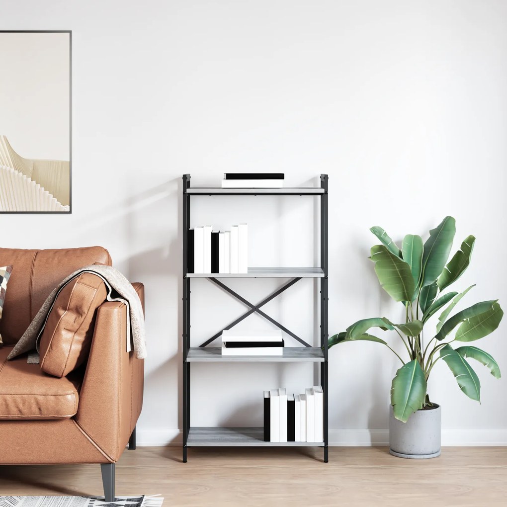 vidaXL Βιβλιοθήκη Γκρι sonoma 60 x 30 x 118 εκ Επεξεργασμένο ξύλο