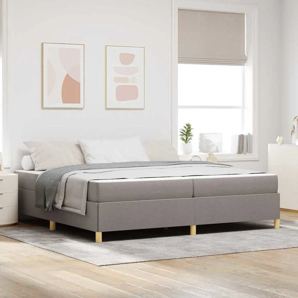 vidaXL Κρεβάτι με ελατήρια Ταμπά και Λευκό 200 x 200 cm ύφασμα
