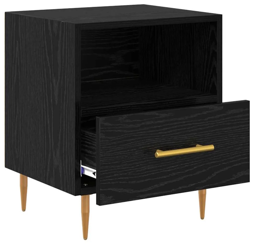 vidaXL Κομοδίνο 2 pcs Μαύρο 40 x 35 x 47.5 εκ Επεξεργασμένο ξύλο