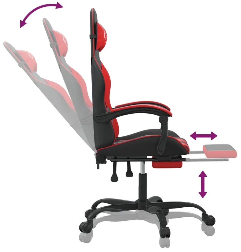 vidaXL Καρέκλα Gaming Μασάζ Υποπόδιο Μαύρο/Κόκκινο από Συνθετικό Δέρμα