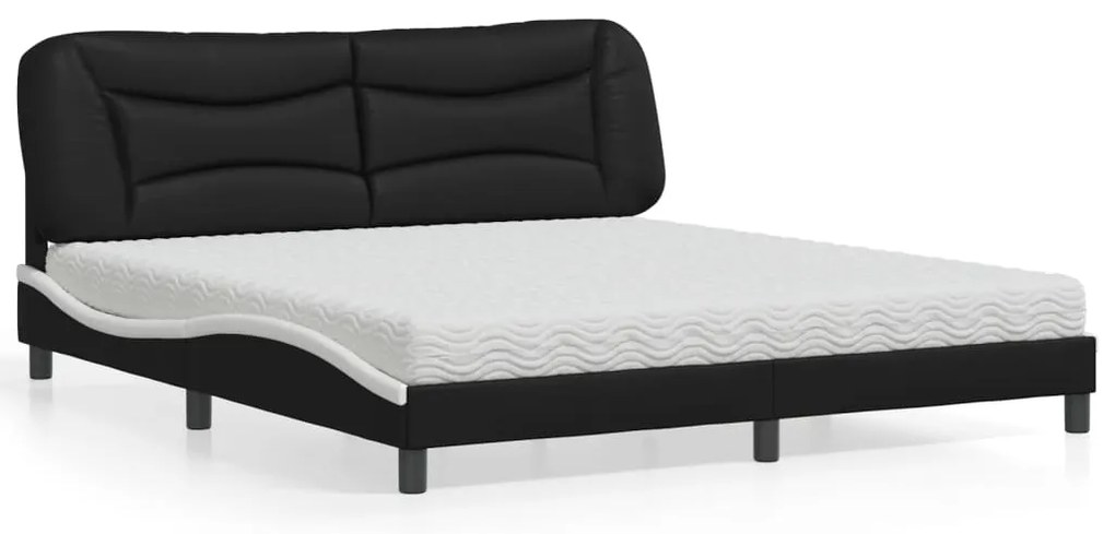 vidaXL Κρεβάτι με Στρώμα Μαύρο/Λευκό 180x200 εκ. από Συνθετικό δέρμα
