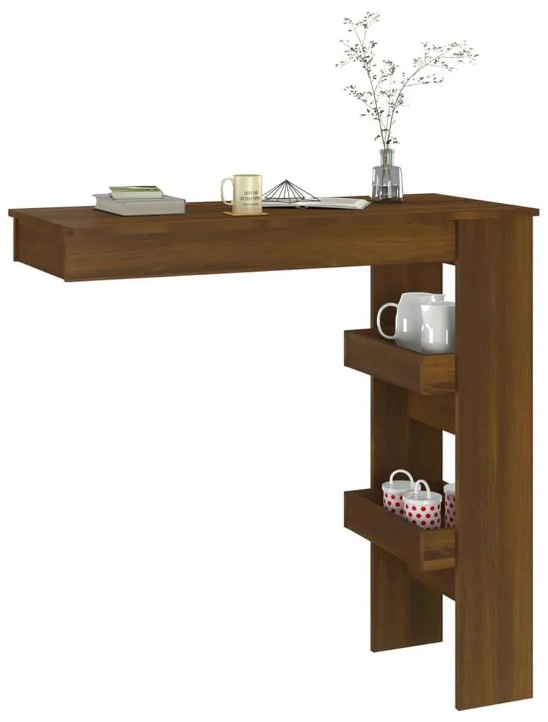 Τραπέζι Μπαρ Τοίχου Καφέ Δρυς 102x45x103,5 εκ. Επεξεργ. Ξύλο - Καφέ