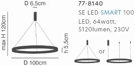 SE LED SMART 100 AMAYA PENDANT BLACK Δ5