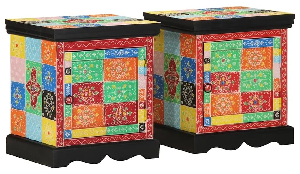 Κομοδίνο 2 τεμάχια Πολύχρωμο 40x35x45 cm Στερεό ξύλο Mango 4017563