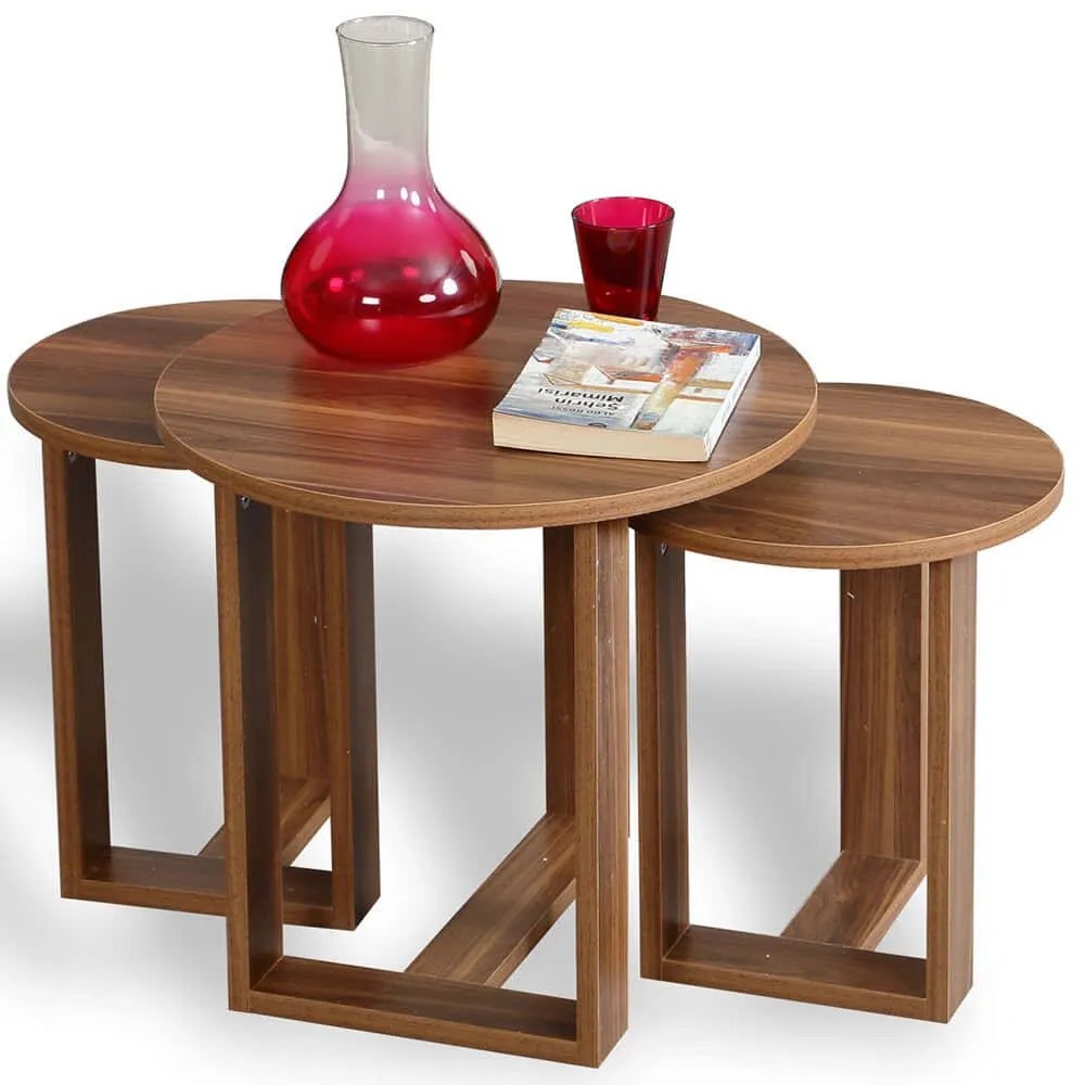 Ζιγκόν Mira (Σετ 3Τμχ) 801CMY2926 52x52x47/36x36x43/41cm Walnut