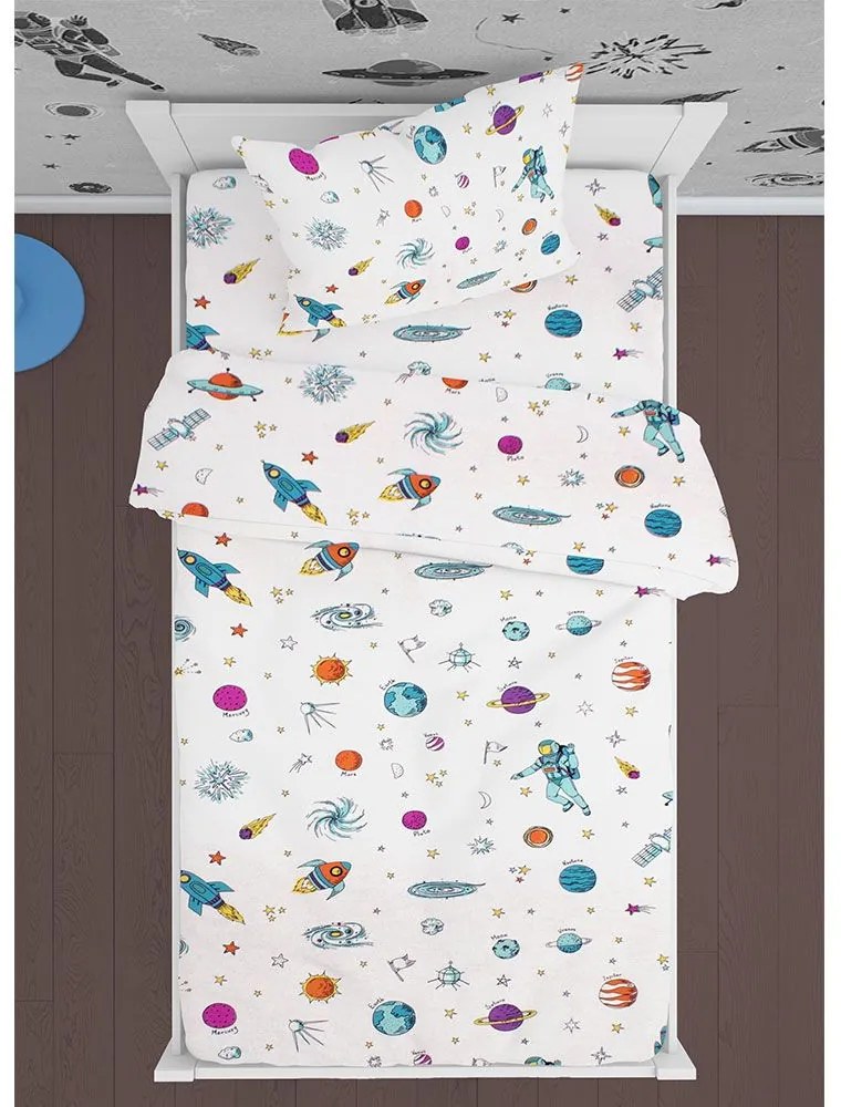 Μαξιλαροθήκη Παιδική Space 188 White-Multi DimCol 50Χ70 100% Cotton