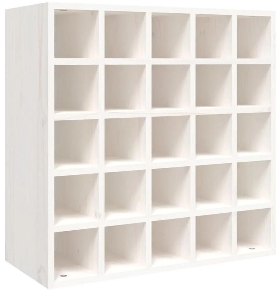 vidaXL Κάβα Κρασιών Λευκό 56 x 25 x 56 εκ. από Μασίφ Ξύλο Πεύκου
