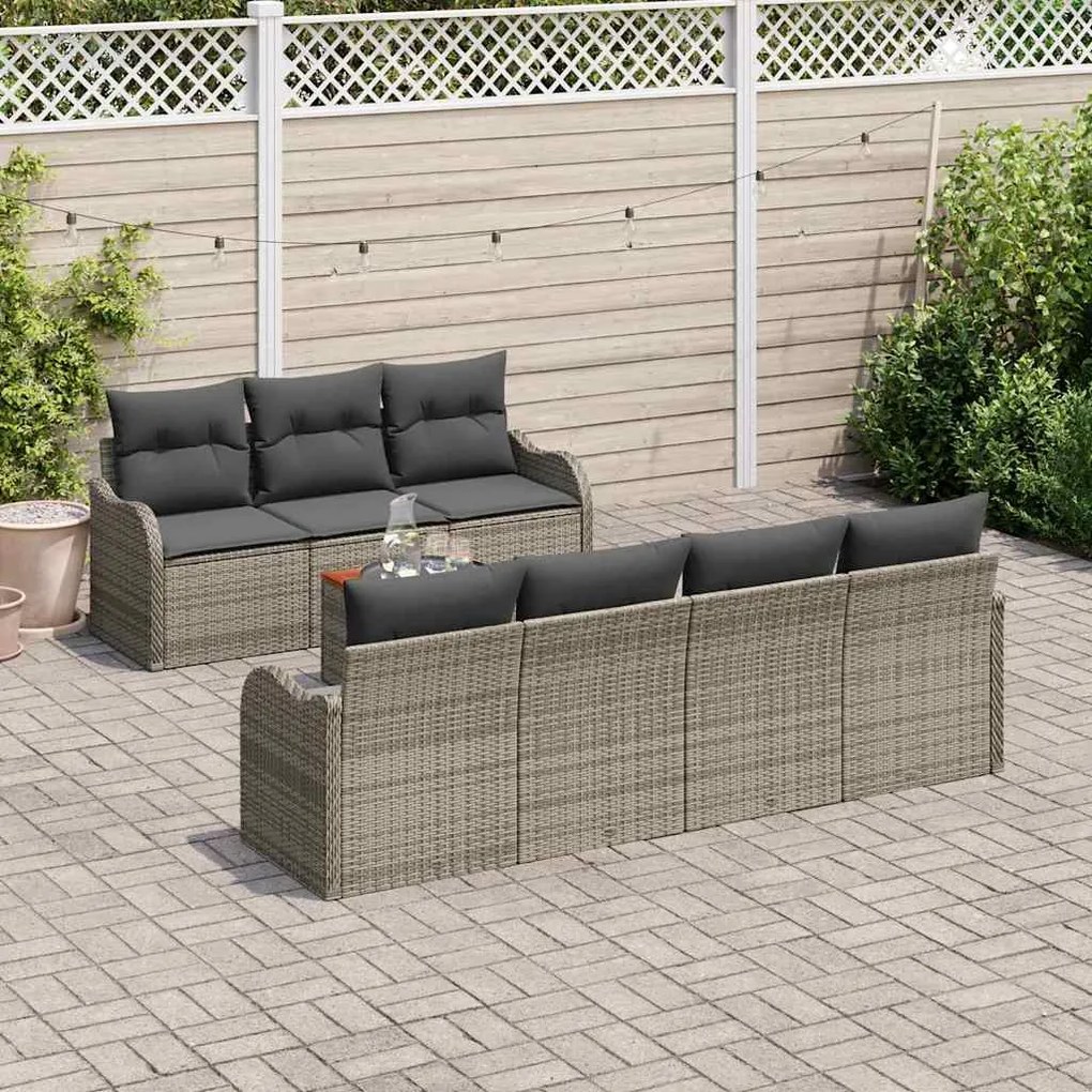 vidaXL Σετ Καναπέ Κήπου 8 pcs Γκρι Πολυ ράταν
