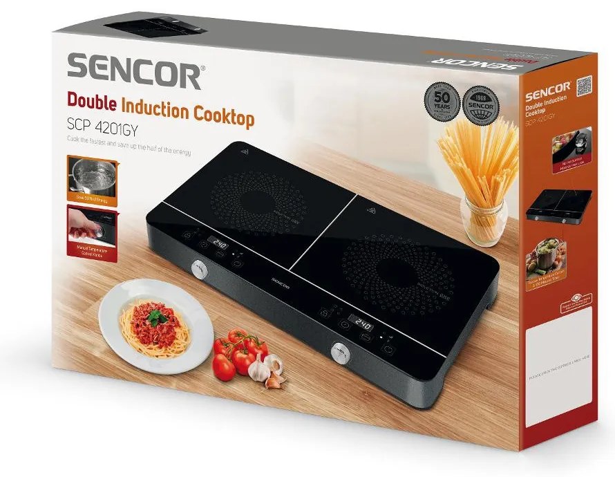 Φορητή Επαγωγική Εστία Διπλή 3500W 12-26cm Sencor SCP 4201GY Μαύρη