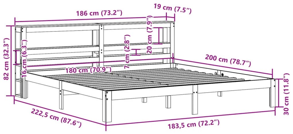 ΠΛΑΙΣΙΟ ΚΡΕΒΑΤΙΟΥ ΜΕ ΚΕΦΑΛΑΡΙ 180X200 ΕΚ. ΑΠΟ ΜΑΣΙΦ ΞΥΛΟ ΠΕΥΚΟΥ 3306053