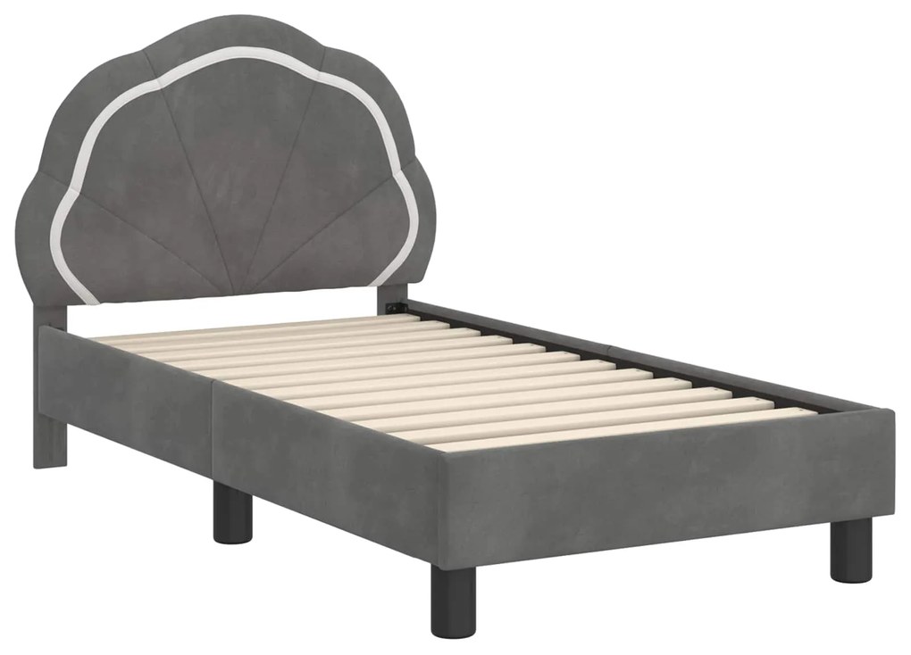 vidaXL Κρεβατική βάση για παιδιά με προσκέφαλο Σκούρο Γκρι 70 x 140 cm