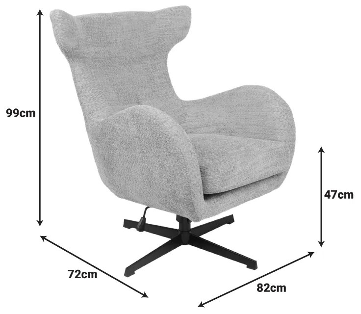 Πολυθρόνα Zefrina pakoworld περιστρεφόμενη ανθρακί ύφασμα με βάση σε μαύρη απόχρωση 77x82x100-107εκ