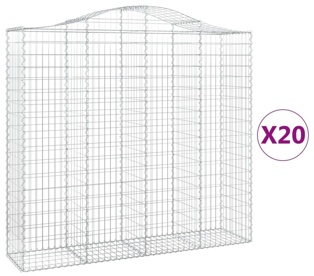 vidaXL Συρματοκιβώτια Τοξωτά 20 τεμ. 200x50x180/200 εκ. Γαλβαν. Ατσάλι