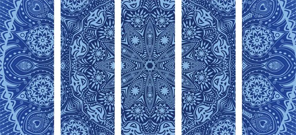 Εικόνα 5 τμημάτων όμορφη Μάνταλα με δαντέλα σε μπλε - 100x50