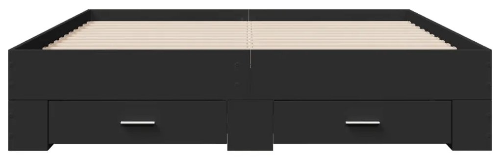 vidaXL Πλαίσιο Κρεβατιού με Συρτάρια Μαύρο 140x200 εκ Επεξεργ. Ξύλο