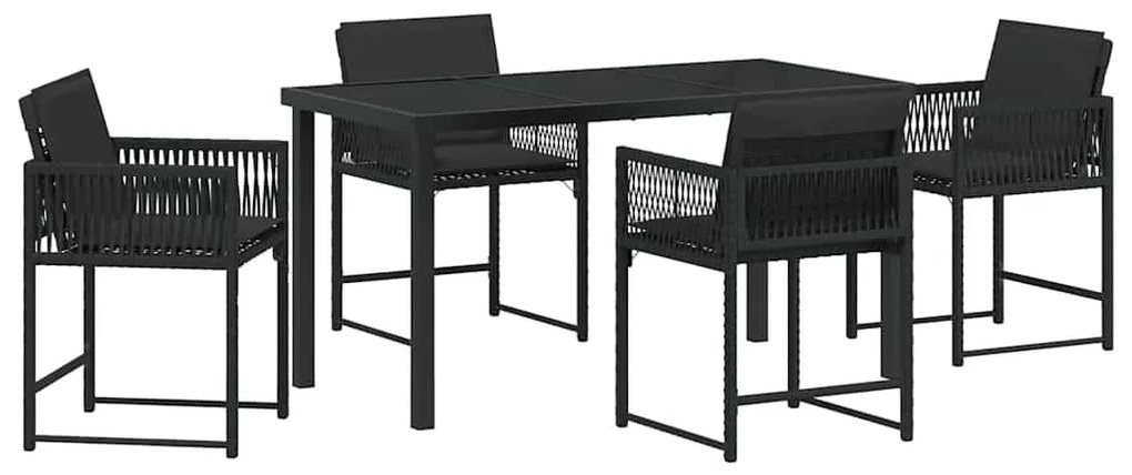 vidaXL Σέτ φαγητού για κήπο 5 pcs Μαύρο συνθετικό ρατάν
