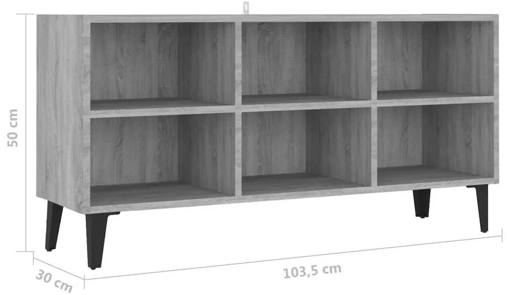 vidaXL Έπιπλο Τηλεόρασης Γκρι 103,5 x 30 x 50 εκ. με Μεταλλικά Πόδια Sonoma