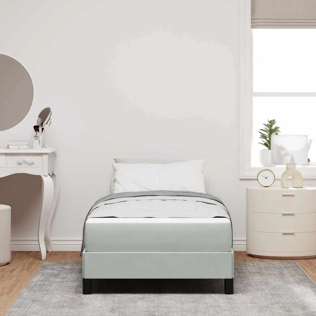 vidaXL Κρεβάτι box spring με στρώμα Ανοιχτό γκρι 80 x 200 cm Βελούδο