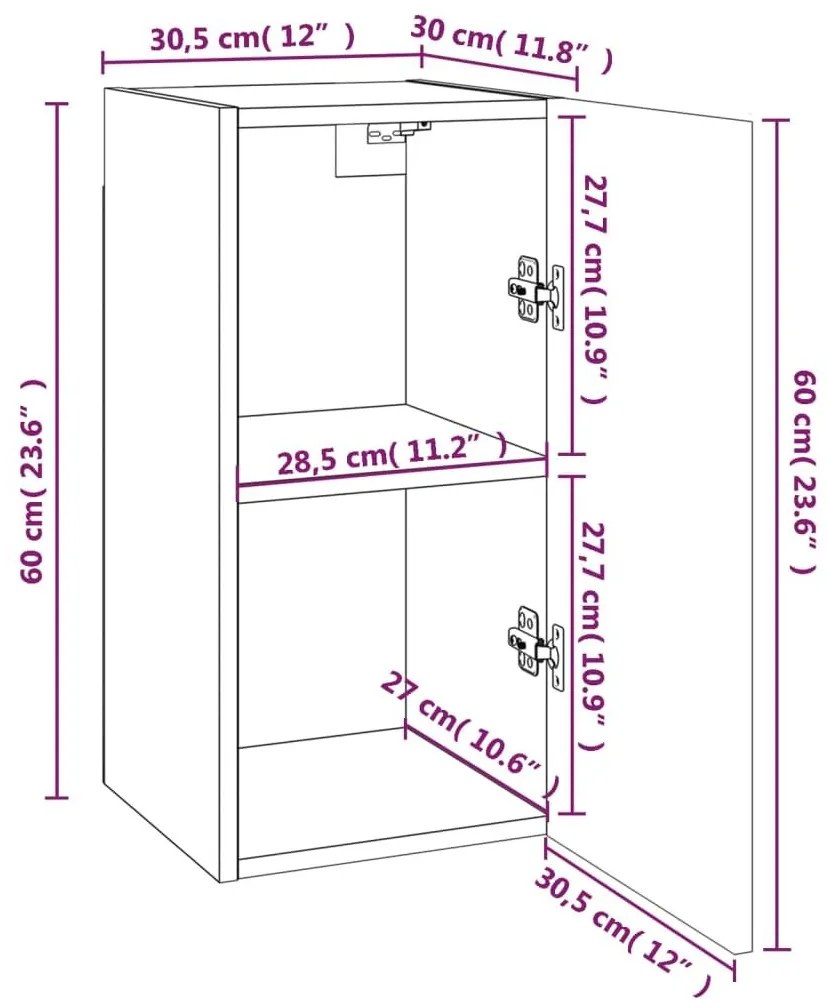 Έπιπλα Τηλεόρασης 2 τεμ. Καφέ Δρυς 30,5x30x36 εκ. Επεξ. Ξύλο - Καφέ