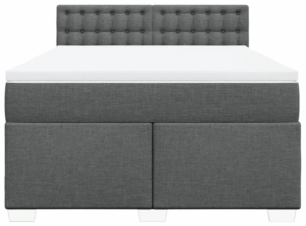 vidaXL Κρεβάτι Boxspring με Στρώμα Σκούρο Γκρι 160x200 εκ Υφασμάτινο