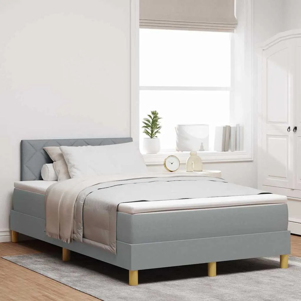 vidaXL Κρεβάτι box spring με στρώμα Ανοιχτό γκρι 120 x 200 cm ύφασμα