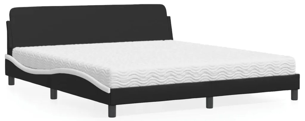 vidaXL Κρεβάτι με Στρώμα Μαύρο/Λευκό 180x200 εκ. από Συνθετικό δέρμα