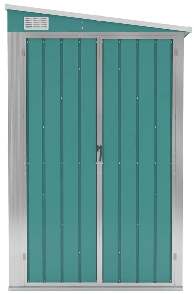 vidaXL Αποθήκη Κήπου Επιτοίχια Πράσινη 118x100x178 εκ από Γαλβ. Ατσάλι