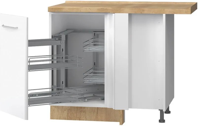 Επιδαπέδιο γωνιακό ντουλάπι Modena R-UG-1KMC-Λευκό - Λευκό γυαλιστερό-Αριστερά