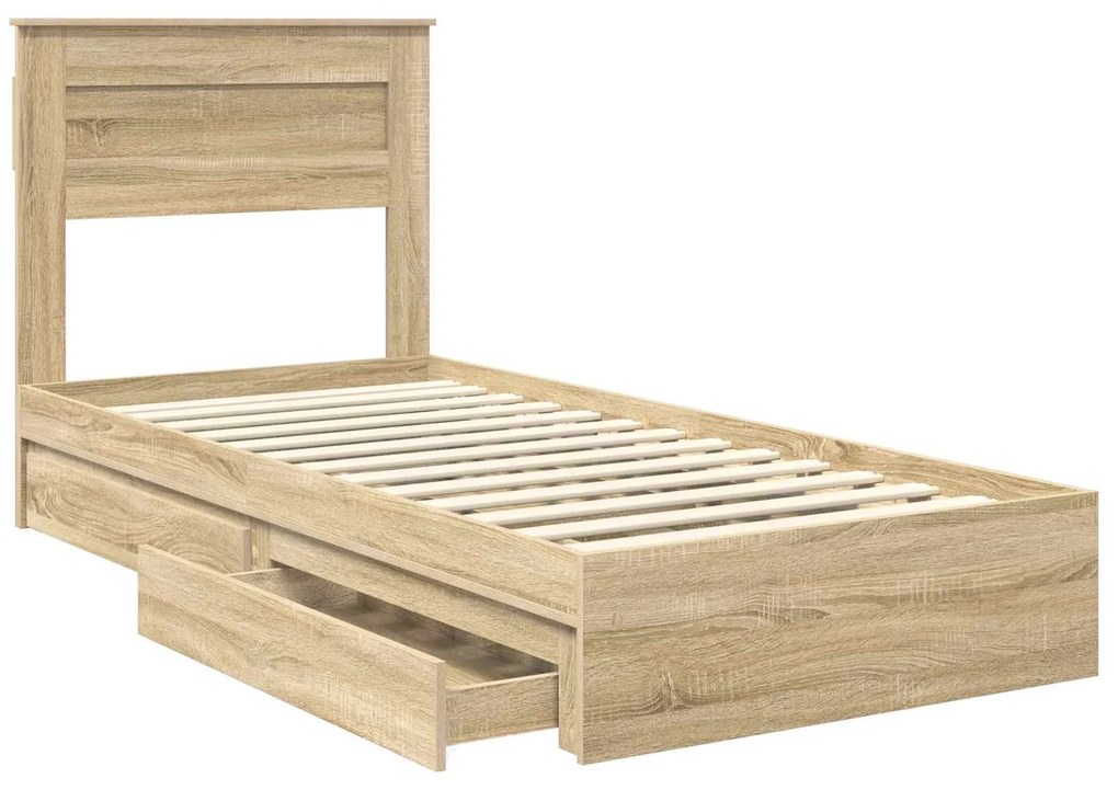 vidaXL Κρεβάτι Αποθήκης Δρύς Sonoma 90 x 190 cm Επεξεργασμένο ξύλο