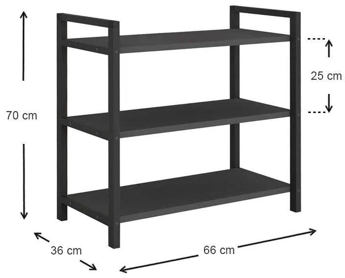 Παπουτσοθήκη Navari Megapap 9 ζευγών μεταλλική - μελαμίνης χρώμα μαύρο - ανθρακί 66x36x70εκ.