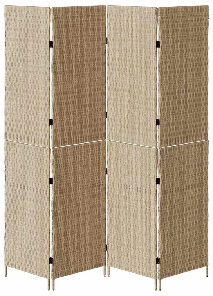 vidaXL Διαχωριστικό Δωματίου Μπεζ 196 x 200 cm συνθετικό ρατάν