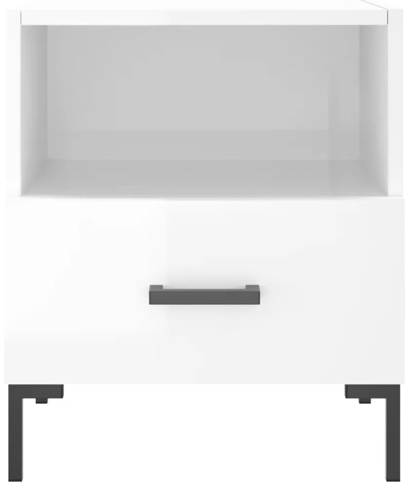 vidaXL Κομοδίνα 2 τεμ. Γυαλ. Λευκό 40x35x47,5 εκ. Επεξεργασμένο Ξύλο