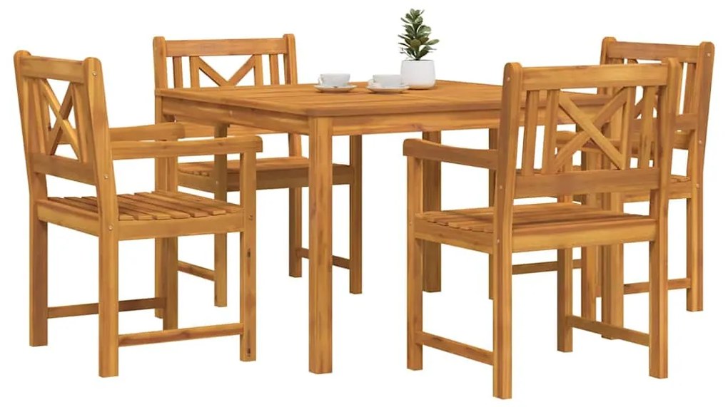 vidaXL Σέτ φαγητού για κήπο 5 pcs Καφέ Μασίφ ξύλο ακακίας