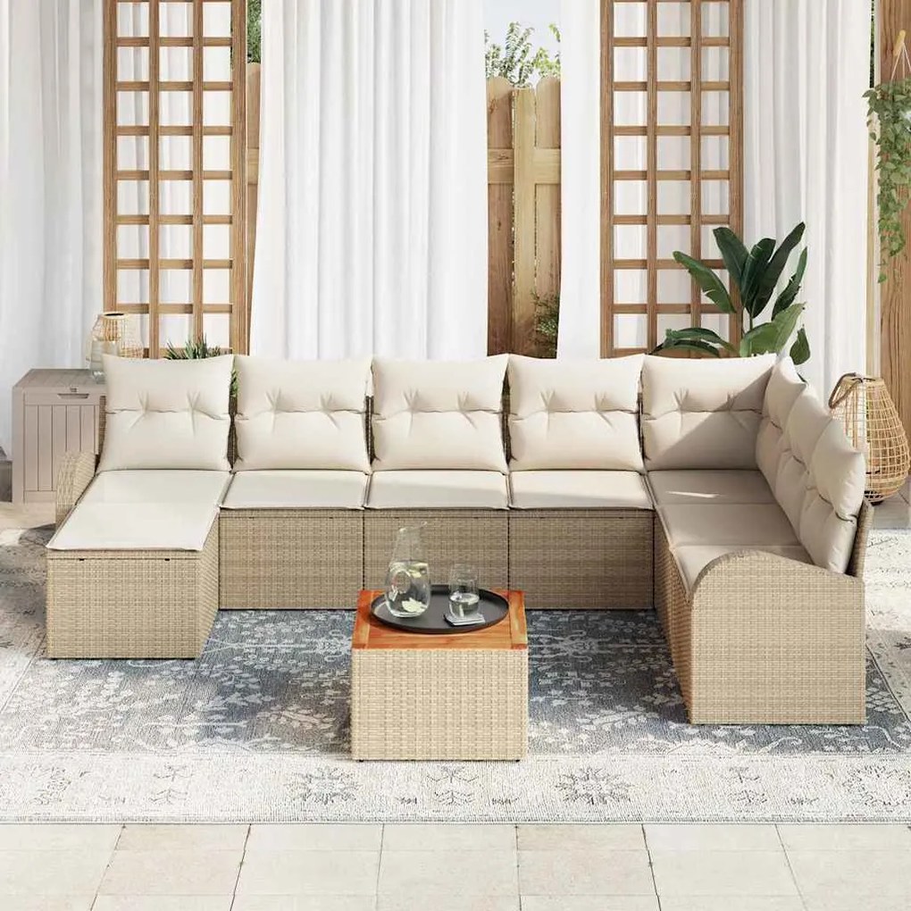 vidaXL Σετ Καναπέ Κήπου 9 pcs Μπεζ και λευκό