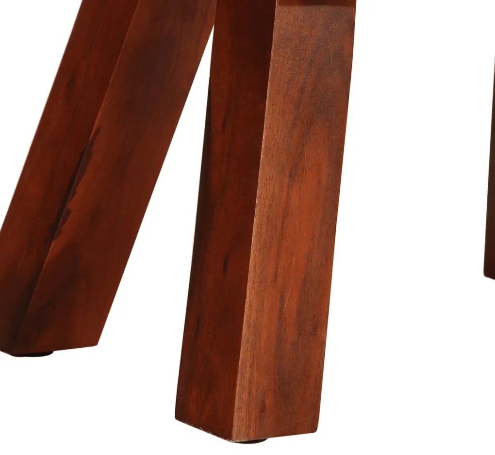 vidaXL Πάγκος Γυμναστικής Bok Καφέ 38 εκ. Γνήσιο Δέρμα & Ξύλο Μάνγκο