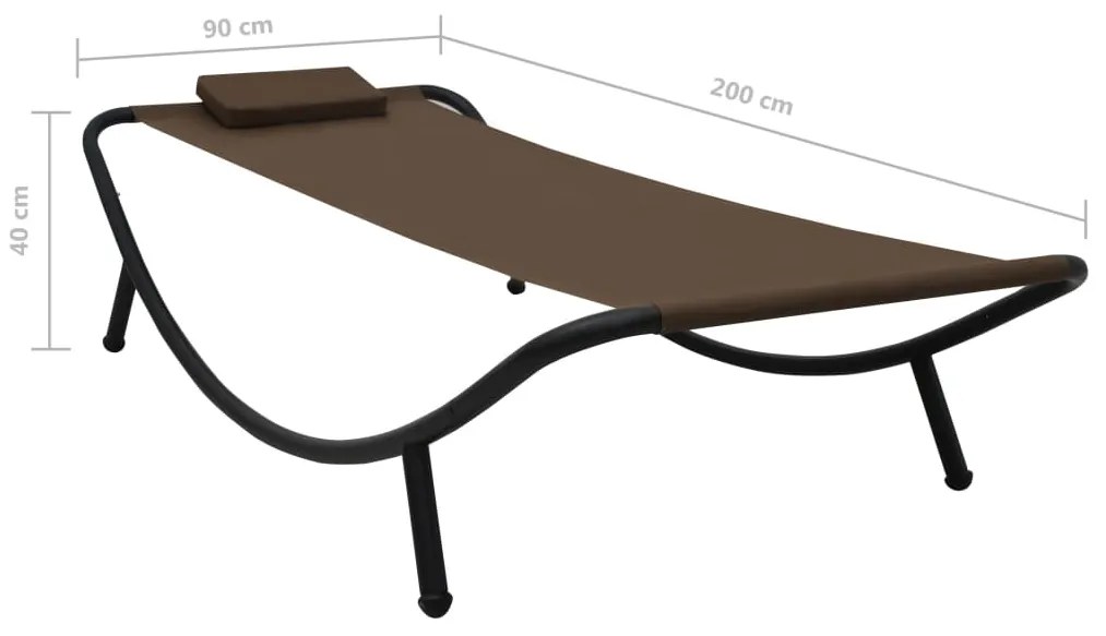 vidaXL Ξαπλώστρα - Κρεβάτι Κήπου Καφέ 200 x 90 εκ. από Ατσάλι
