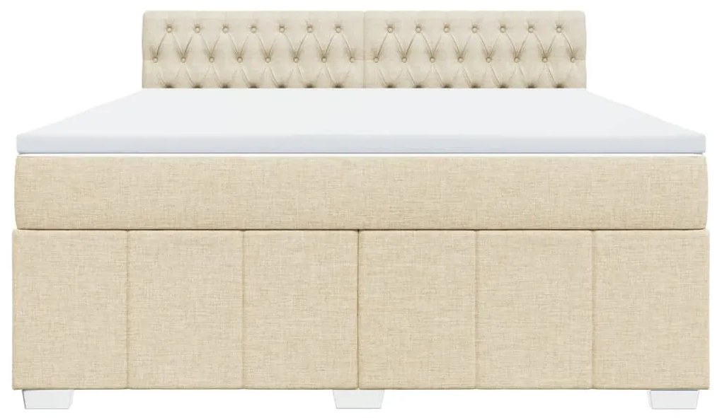 vidaXL Κρεβάτι Boxspring με Στρώμα Κρεμ 180x200 εκ. Υφασμάτινο