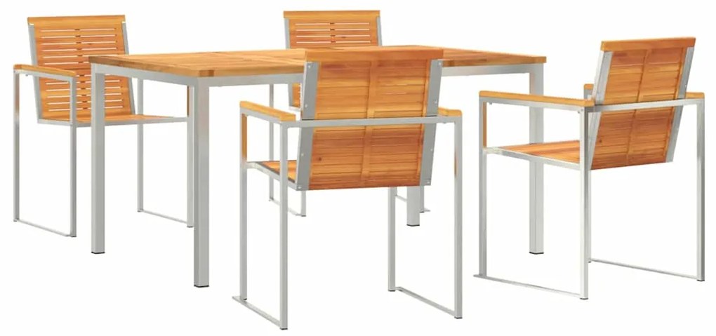 vidaXL Σέτ φαγητού για κήπο 5 pcs Σταθερό Ξύλο Ακακίας