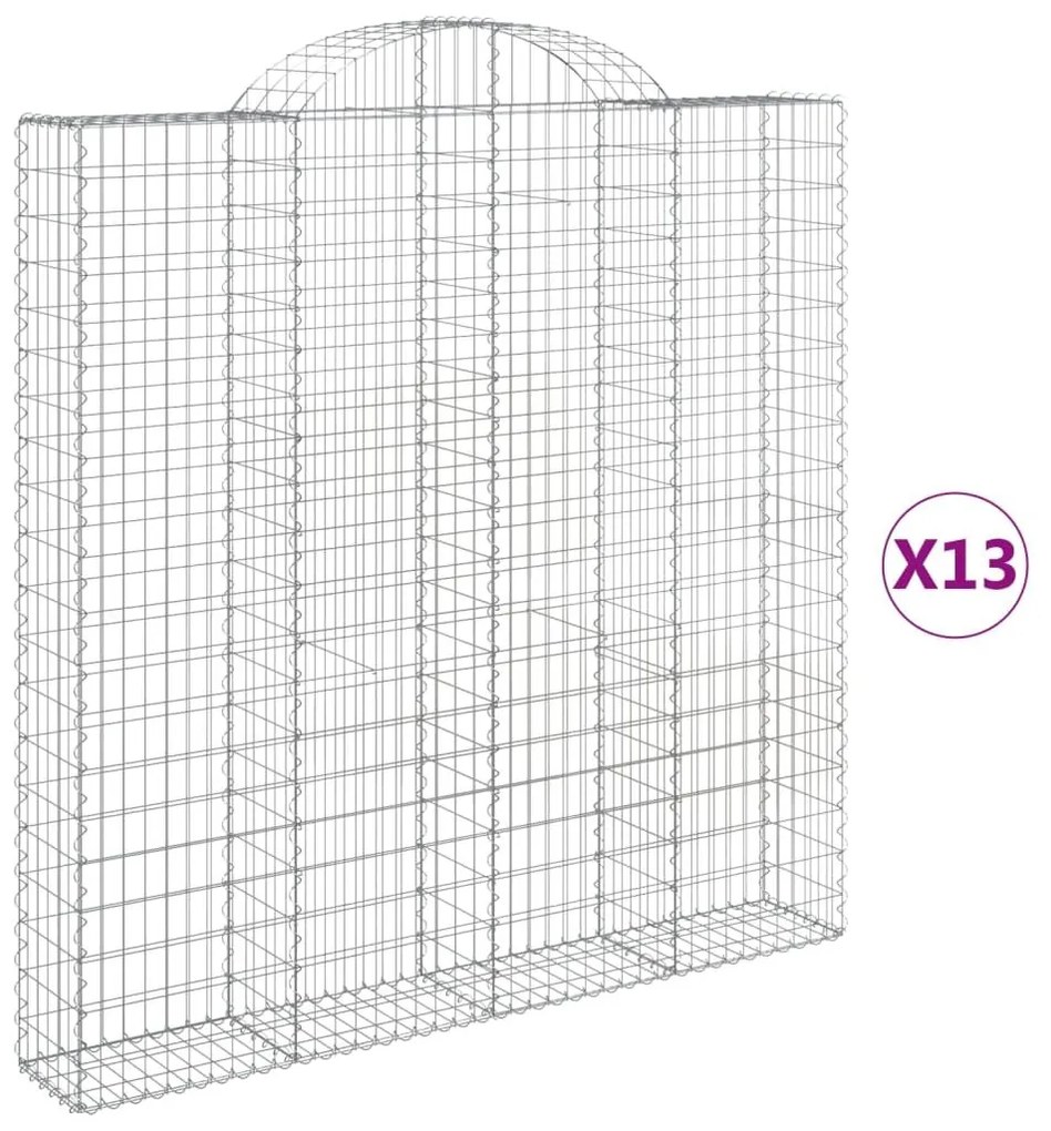 Συρματοκιβώτια Τοξωτά 13 τεμ. 200x30x200/220 εκ. Γαλβαν. Ατσάλι - Ασήμι