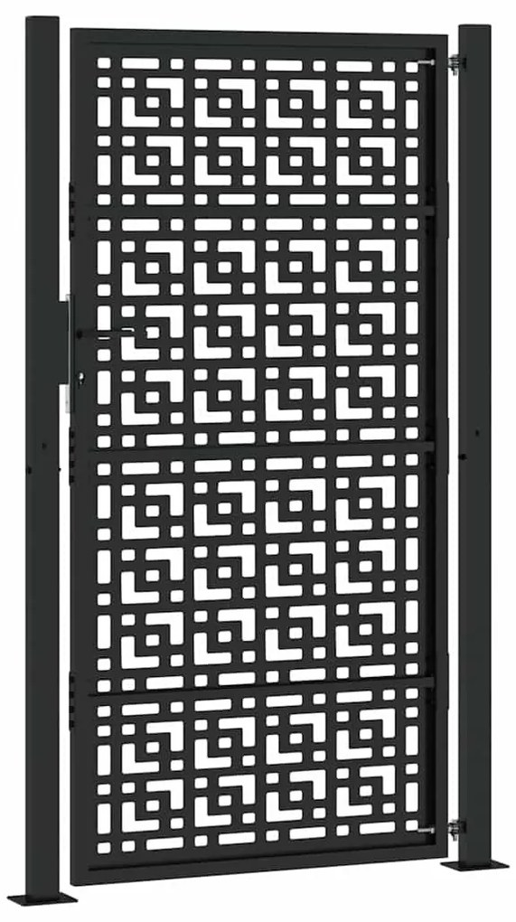 vidaXL Πύλη κήπου Μαύρη 105x180 cm Ατσάλινος σταυρός σχεδιασμού