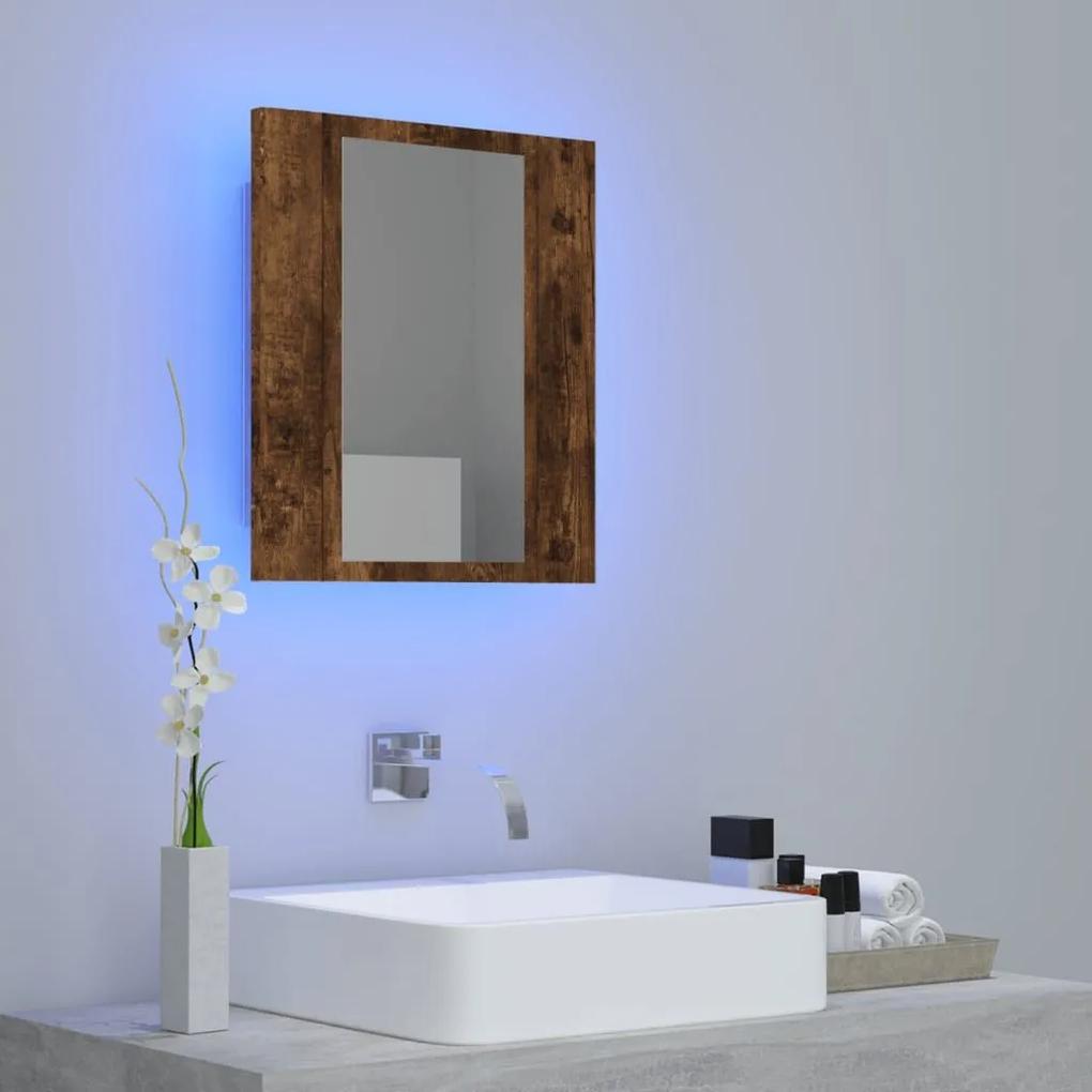 Έπιπλο Καθρέφτη Μπάνιου LED Καπνιστή Δρυς 40x12x45εκ Επεξ. Ξύλο - Καφέ