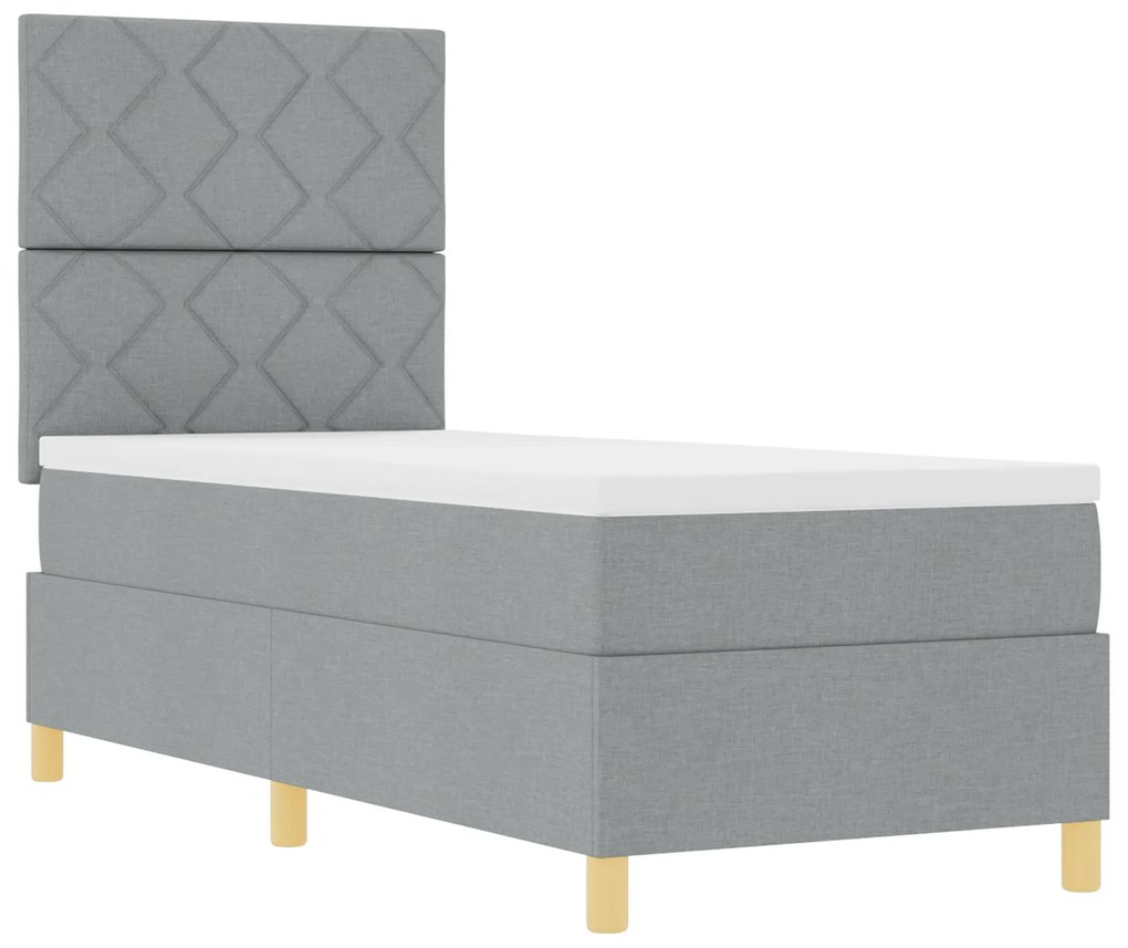 vidaXL Box Spring Bed με Στρώμα Ανοιχτό Γκρι 80x200 cm Ύφασμα