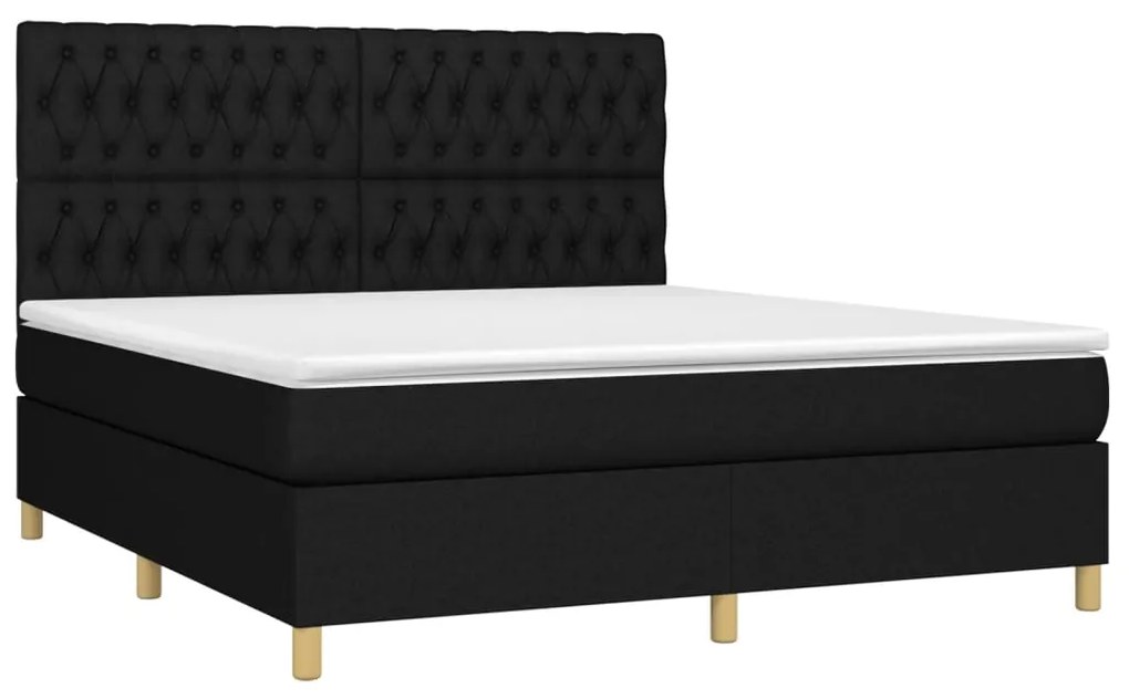 vidaXL Κρεβάτι Boxspring με Στρώμα Μαύρο 180x200 εκ. Υφασμάτινο