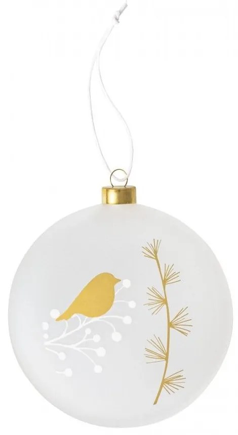 Χριστουγεννιάτικο Στολίδι Frosted Bauble Robin LBTRD0092375 10cm White-Gold Raeder